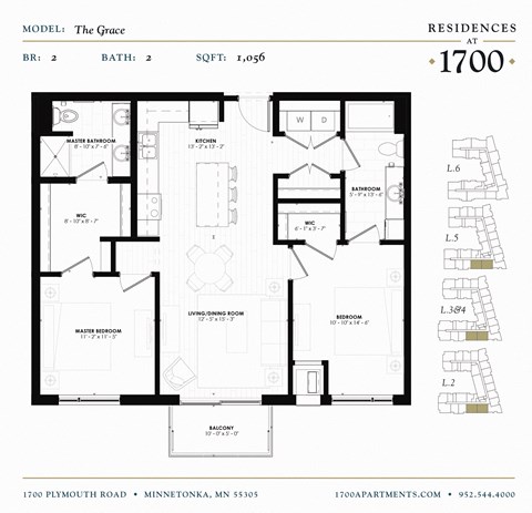 The Grace Floor plan at Residences at 1700, Minnetonka, 55305